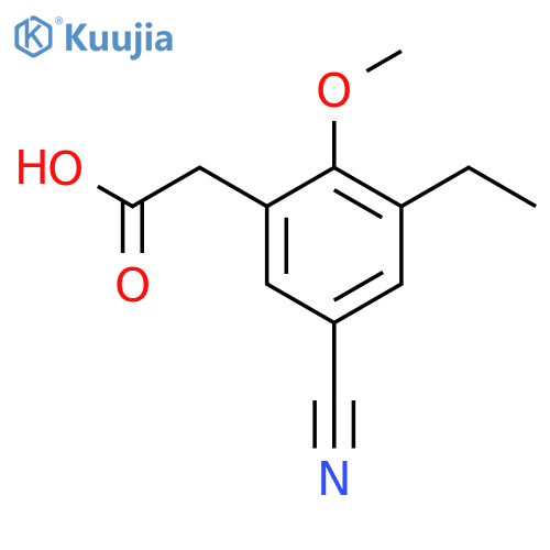 5-Cyano-3-ethyl-2-methoxyphenylacetic acid structure