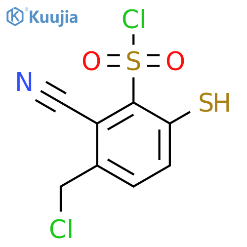 3-Chloromethyl-2-cyano-6-mercaptobenzenesulfonyl chloride structure