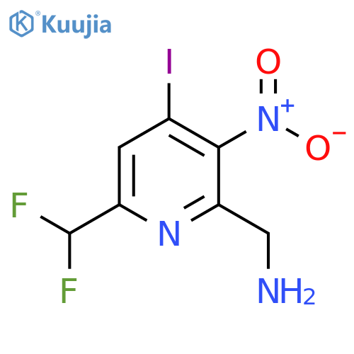 2-(Aminomethyl)-6-(difluoromethyl)-4-iodo-3-nitropyridine structure