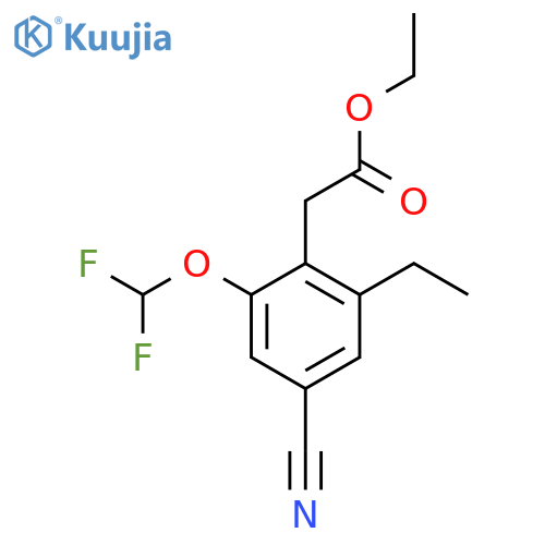 Ethyl 4-cyano-2-difluoromethoxy-6-ethylphenylacetate structure