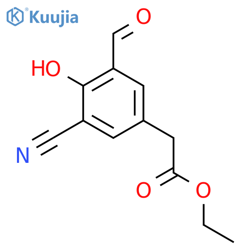 Ethyl 3-cyano-5-formyl-4-hydroxyphenylacetate structure