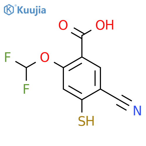 5-Cyano-2-difluoromethoxy-4-mercaptobenzoic acid structure