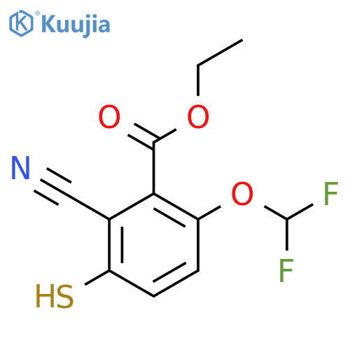 Ethyl 2-cyano-6-difluoromethoxy-3-mercaptobenzoate structure