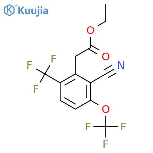 Ethyl 2-cyano-3-trifluoromethoxy-6-(trifluoromethyl)phenylacetate structure