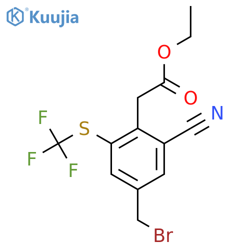 Ethyl 4-bromomethyl-2-cyano-6-(trifluoromethylthio)phenylacetate structure