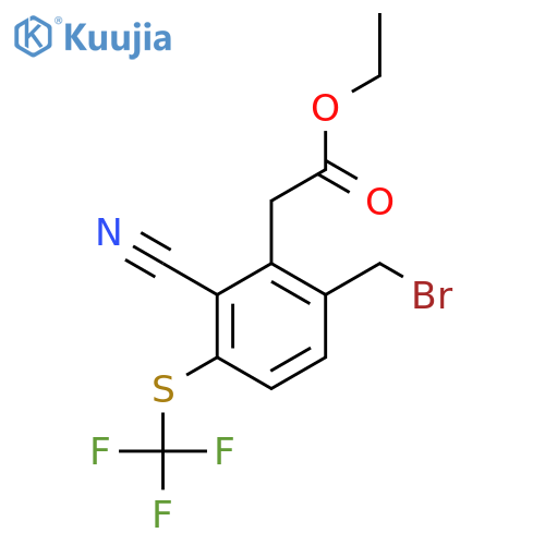 Ethyl 6-bromomethyl-2-cyano-3-(trifluoromethylthio)phenylacetate structure