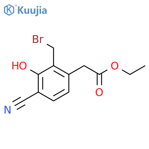 Ethyl 2-bromomethyl-4-cyano-3-hydroxyphenylacetate structure