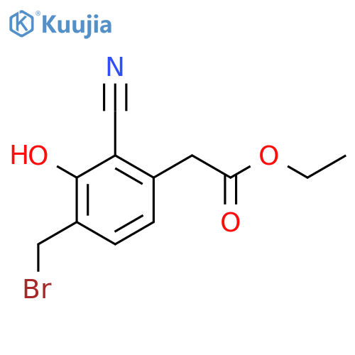 Ethyl 4-bromomethyl-2-cyano-3-hydroxyphenylacetate structure