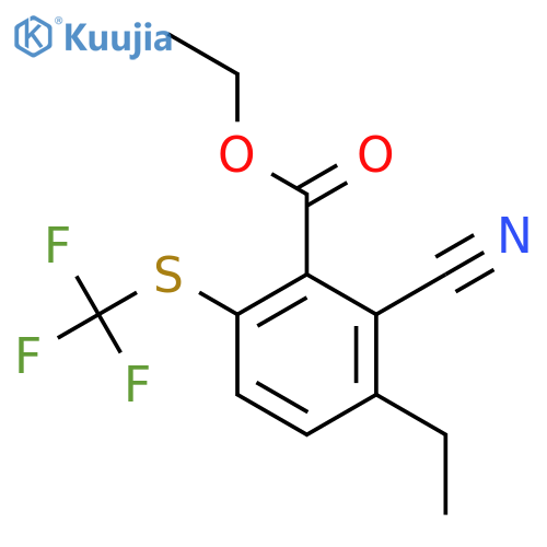 Ethyl 2-cyano-3-ethyl-6-(trifluoromethylthio)benzoate structure