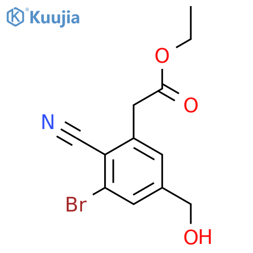 Ethyl 3-bromo-2-cyano-5-(hydroxymethyl)phenylacetate structure