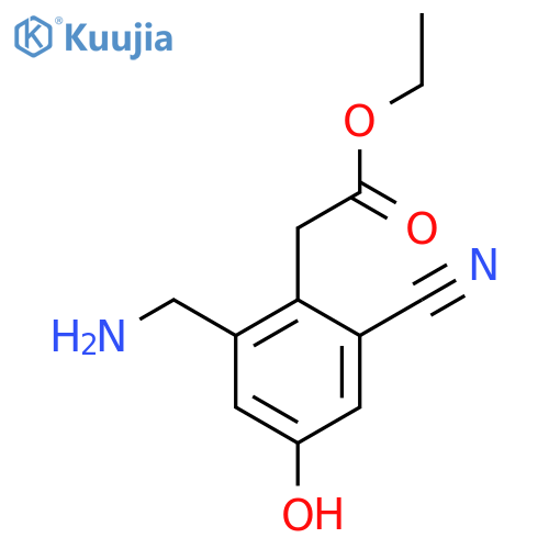 Ethyl 2-aminomethyl-6-cyano-4-hydroxyphenylacetate structure