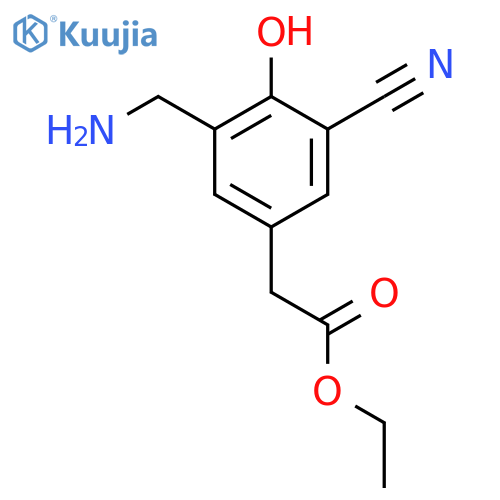 Ethyl 3-aminomethyl-5-cyano-4-hydroxyphenylacetate structure