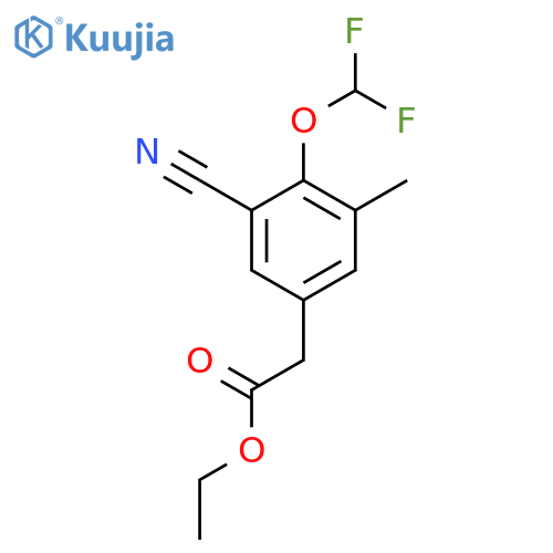 Ethyl 3-cyano-4-difluoromethoxy-5-methylphenylacetate structure