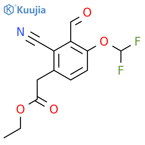 Ethyl 2-cyano-4-difluoromethoxy-3-formylphenylacetate structure