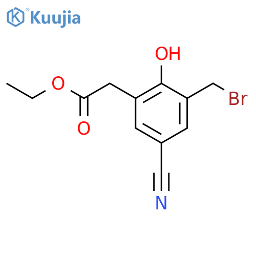 Ethyl 3-bromomethyl-5-cyano-2-hydroxyphenylacetate structure