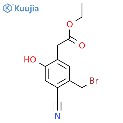 Ethyl 5-bromomethyl-4-cyano-2-hydroxyphenylacetate structure