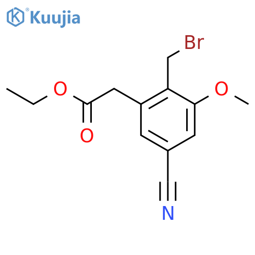 Ethyl 2-bromomethyl-5-cyano-3-methoxyphenylacetate structure