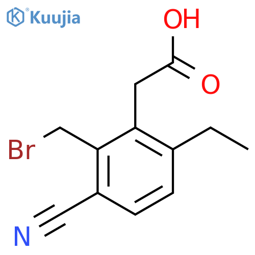 2-Bromomethyl-3-cyano-6-ethylphenylacetic acid structure
