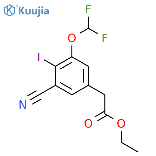 Ethyl 3-cyano-5-difluoromethoxy-4-iodophenylacetate structure