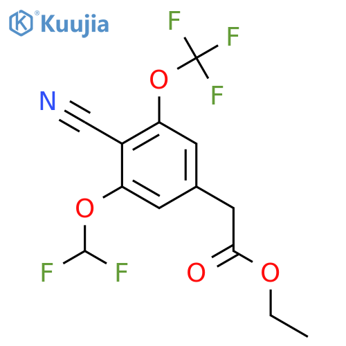 Ethyl 4-cyano-3-difluoromethoxy-5-(trifluoromethoxy)phenylacetate structure