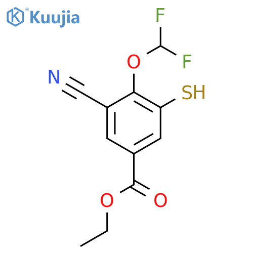 Ethyl 3-cyano-4-difluoromethoxy-5-mercaptobenzoate structure
