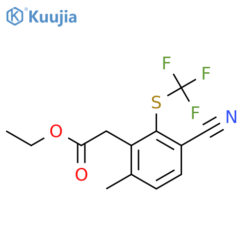 Ethyl 3-cyano-6-methyl-2-(trifluoromethylthio)phenylacetate structure