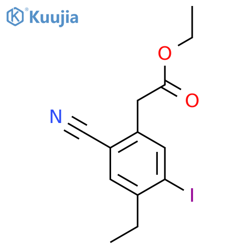 Ethyl 2-cyano-4-ethyl-5-iodophenylacetate structure