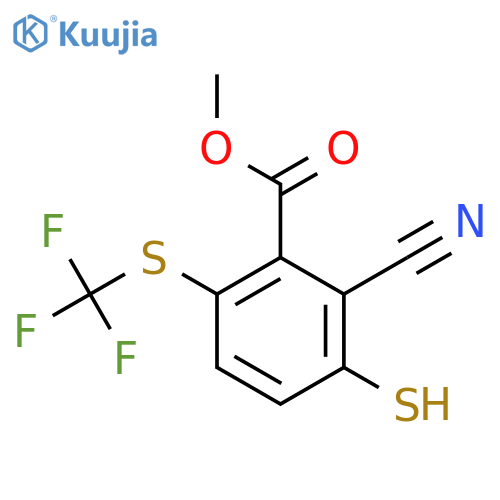 Methyl 2-cyano-3-mercapto-6-(trifluoromethylthio)benzoate structure