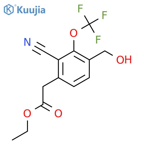 Ethyl 2-cyano-4-hydroxymethyl-3-(trifluoromethoxy)phenylacetate structure