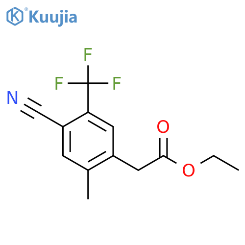 Ethyl 4-cyano-2-methyl-5-(trifluoromethyl)phenylacetate structure
