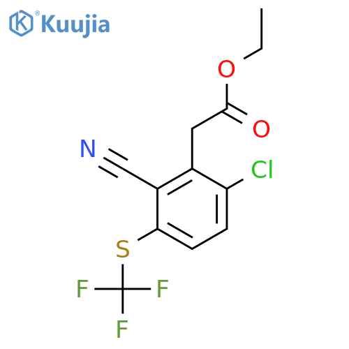 Ethyl 6-chloro-2-cyano-3-(trifluoromethylthio)phenylacetate structure