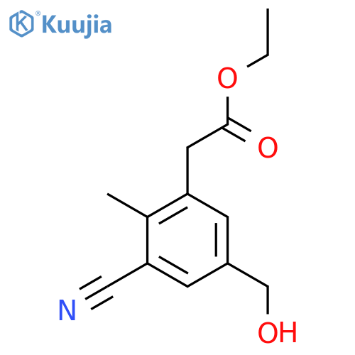 Ethyl 3-cyano-5-hydroxymethyl-2-methylphenylacetate structure