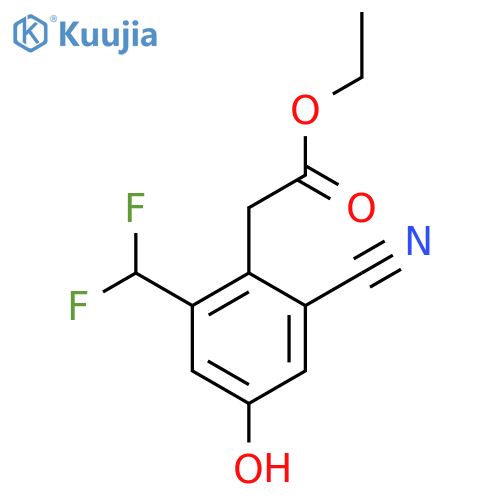 Ethyl 2-cyano-6-difluoromethyl-4-hydroxyphenylacetate structure