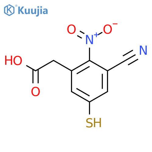3-Cyano-5-mercapto-2-nitrophenylacetic acid structure