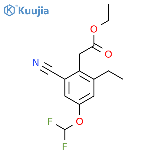 Ethyl 2-cyano-4-difluoromethoxy-6-ethylphenylacetate structure