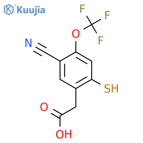 5-Cyano-2-mercapto-4-(trifluoromethoxy)phenylacetic acid structure