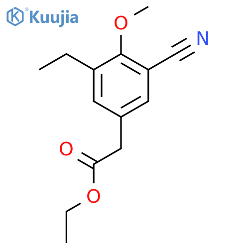 Ethyl 3-cyano-5-ethyl-4-methoxyphenylacetate structure