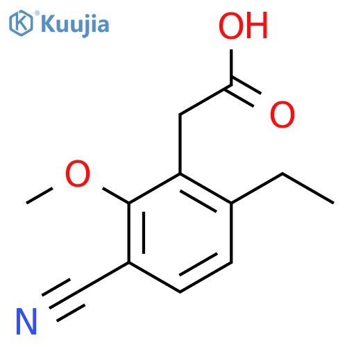 3-Cyano-6-ethyl-2-methoxyphenylacetic acid structure