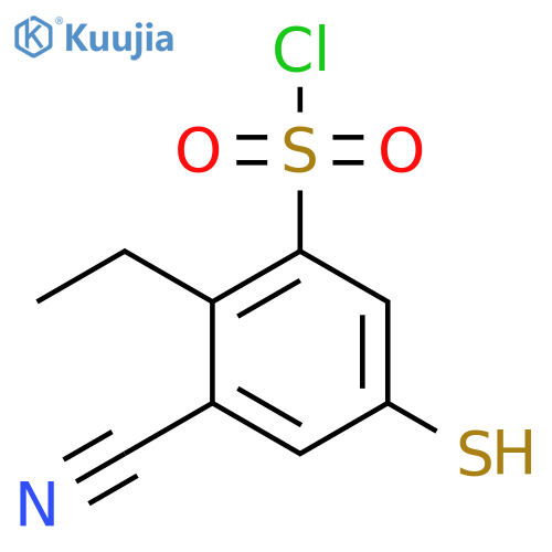 3-Cyano-2-ethyl-5-mercaptobenzenesulfonyl chloride structure