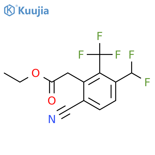 Ethyl 6-cyano-3-difluoromethyl-2-(trifluoromethyl)phenylacetate structure