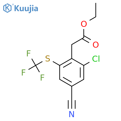 Ethyl 2-chloro-4-cyano-6-(trifluoromethylthio)phenylacetate structure