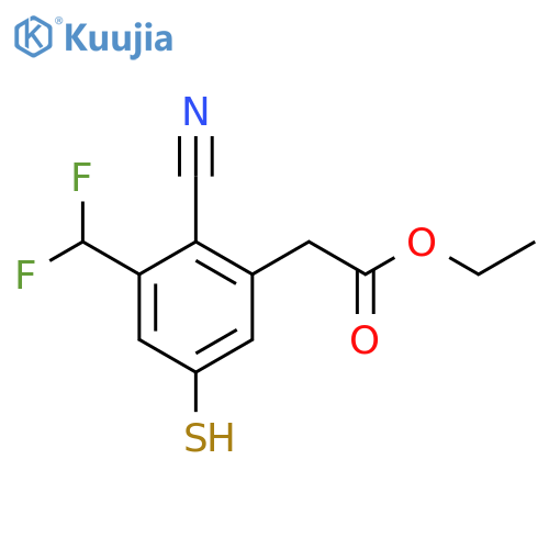 Ethyl 2-cyano-3-difluoromethyl-5-mercaptophenylacetate structure