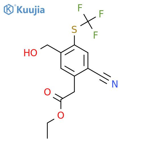 Ethyl 2-cyano-5-hydroxymethyl-4-(trifluoromethylthio)phenylacetate structure