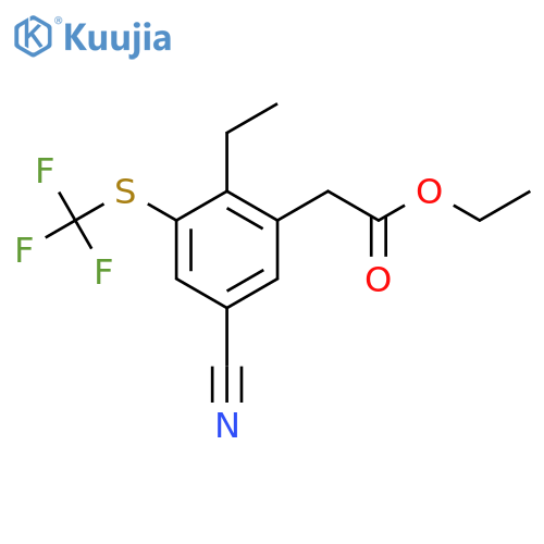 Ethyl 5-cyano-2-ethyl-3-(trifluoromethylthio)phenylacetate structure