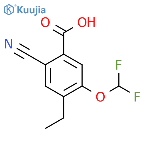 2-Cyano-5-difluoromethoxy-4-ethylbenzoic acid structure