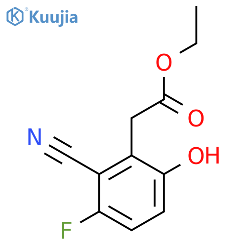 Ethyl 2-cyano-3-fluoro-6-hydroxyphenylacetate structure