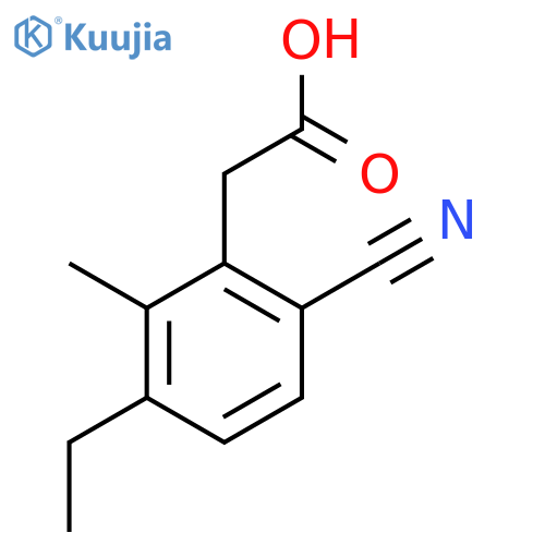 6-Cyano-3-ethyl-2-methylphenylacetic acid structure