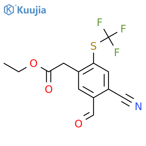 Ethyl 4-cyano-5-formyl-2-(trifluoromethylthio)phenylacetate structure