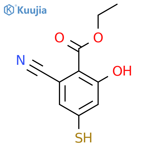 Ethyl 2-cyano-6-hydroxy-4-mercaptobenzoate structure