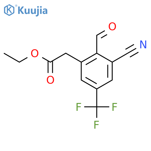 Ethyl 3-cyano-2-formyl-5-(trifluoromethyl)phenylacetate structure